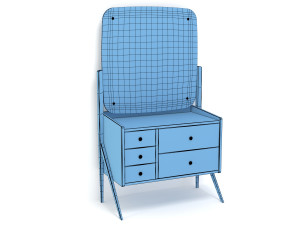 retro cupboard with mirror5 3D मॉडल
