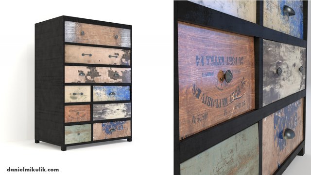 retro cupboard 6 Model 3D .c4d .max .obj .3ds .fbx .stl .blend 