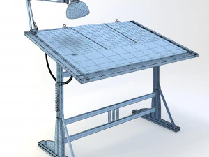 blueprint desk with lamp 3D Model