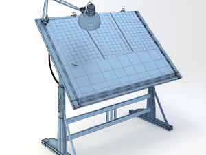 blueprint desk with lamp Modelo 3D