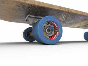 pbr old skateboard Modello 3D