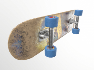pbr old skateboard Modello 3D