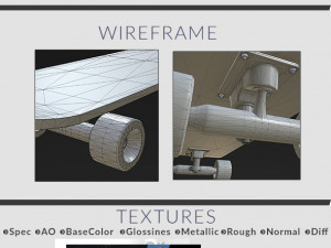 pbr old skateboard Modello 3D