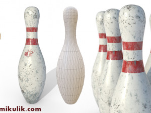 pbr old bowling pin 3D Model
