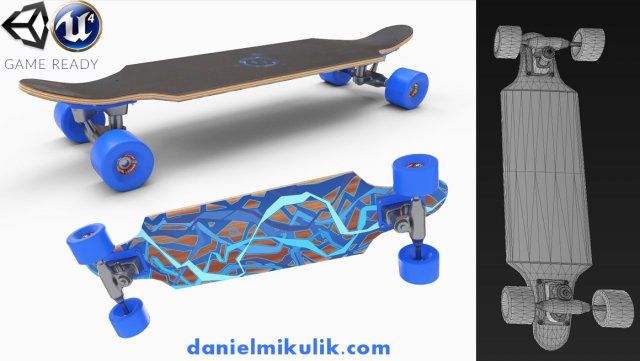 long board pbr textures 3D Модель .c4d .max .obj .3ds .fbx .stl .blend 