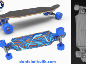 long board pbr textures 3D Model