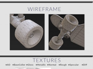 long board pbr textures 3D Модель