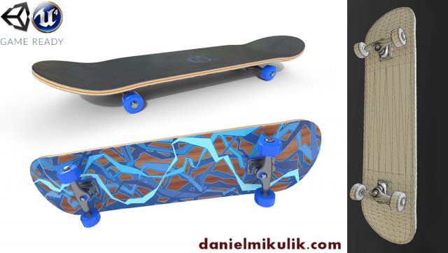new skate board pbr textures 3D Модель .c4d .max .obj .3ds .fbx .stl .blend 
