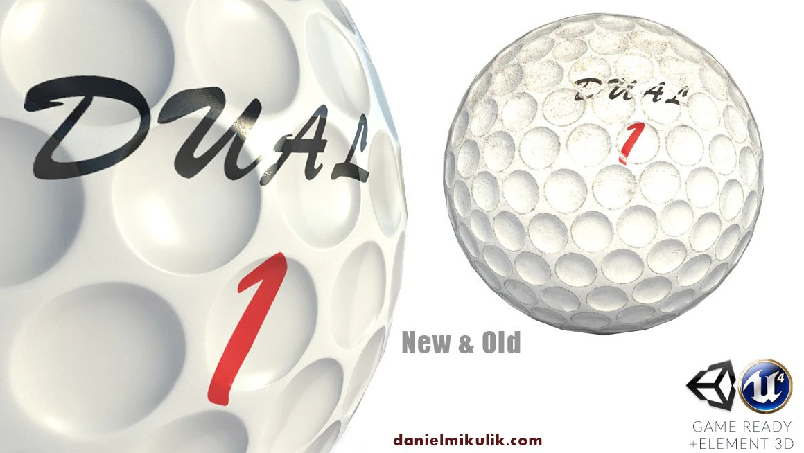 golf ball low poly pbr textures 2 types 3D Model .c4d .max .obj .3ds .fbx .stl .blend