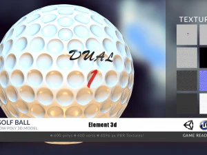 golf ball low poly pbr textures 2 types 3D Model