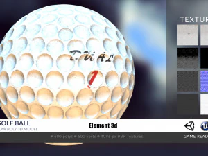 golf ball low poly pbr textures 2 types 3D Model