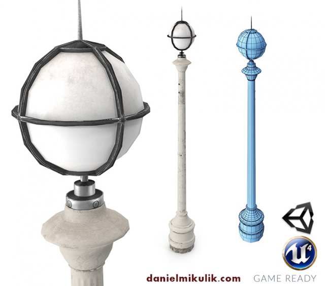 retro street lamp low poly Model 3D .c4d .max .obj .3ds .fbx .stl .blend 