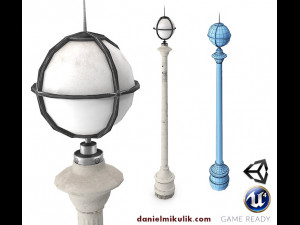 retro street lamp low poly 3D मॉडल