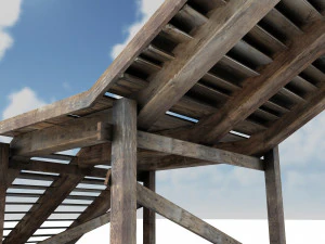 old wood stairs 3D Model