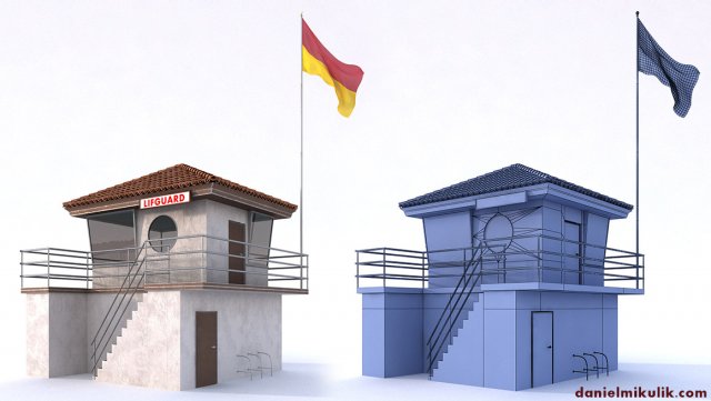 lifeguard building Modello 3D .c4d .max .obj .3ds .fbx .stl .blend 