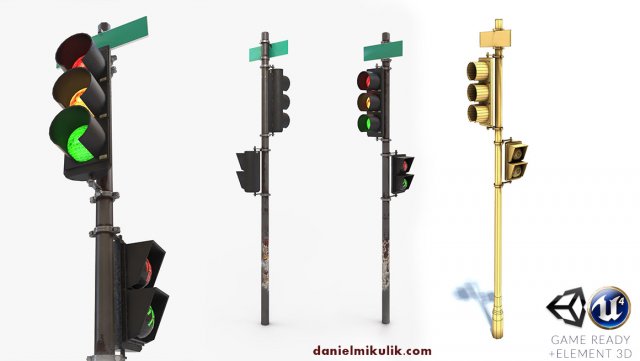 traffic light pbr textures Model 3D .c4d .max .obj .3ds .fbx .stl .blend