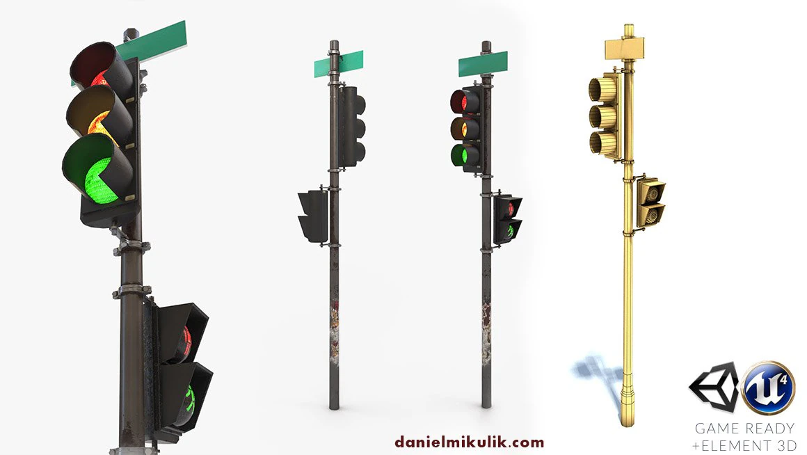 traffic light pbr textures 3D Model .c4d .max .obj .3ds .fbx .stl .blend
