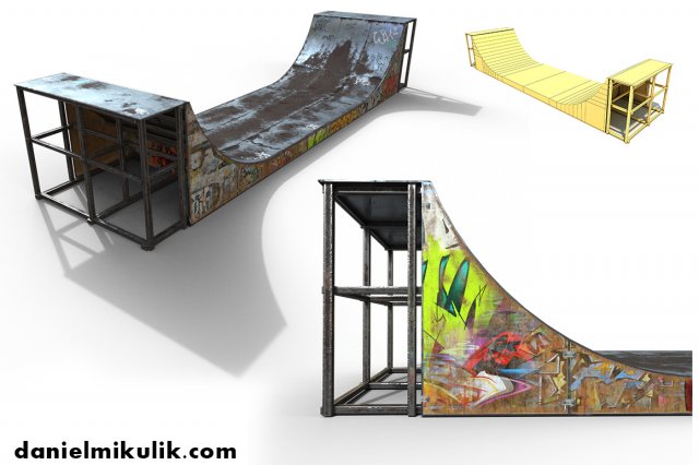 huge skate pipe pbr textures 3D Модель .c4d .max .obj .3ds .fbx .stl .blend 