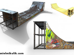 huge skate pipe pbr textures 3D Model