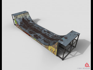 huge skate pipe pbr textures 3D Модель