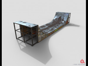 huge skate pipe pbr textures 3D Модель