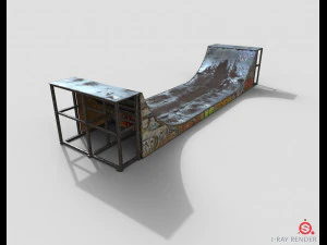 huge skate pipe pbr textures 3D Model