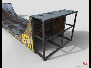 huge skate pipe pbr textures 3D Model