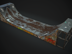 huge skate pipe pbr textures 3D Модель