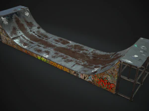 huge skate pipe pbr textures 3D Model