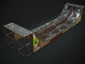 huge skate pipe pbr textures 3D Модель