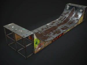 huge skate pipe pbr textures 3D Model