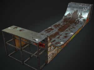 huge skate pipe pbr textures 3D Модель
