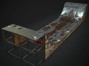 huge skate pipe pbr textures 3D Model