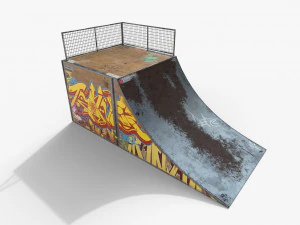 small skate ramp pbr textures 3D Model