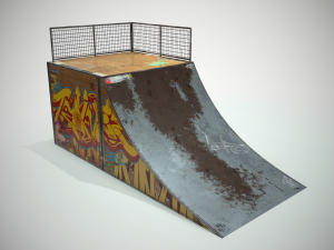 small skate ramp pbr textures Modello 3D