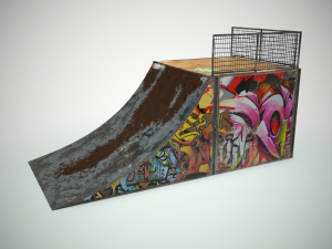 small skate ramp pbr textures Modello 3D