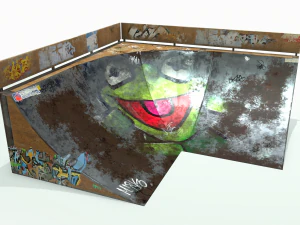 corner skate ramp pbr textures 3D Model