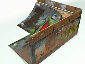 corner skate ramp pbr textures 3D Model