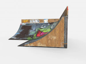 corner skate ramp pbr textures 3D Model