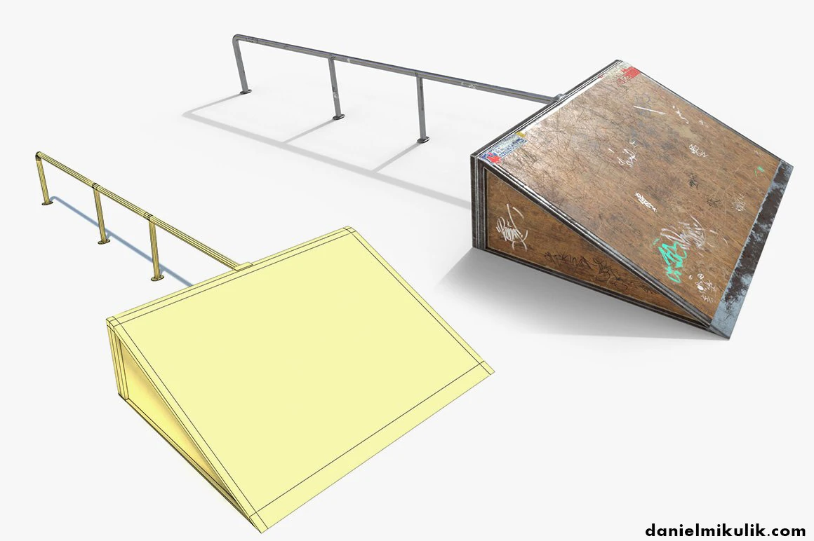 small sk8 ramp pbr textures 3D Model .c4d .max .obj .3ds .fbx .stl .blend