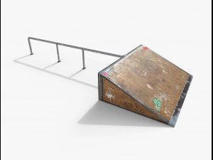 small sk8 ramp pbr textures 3D Model