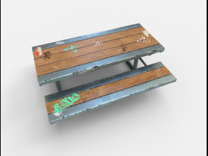 skate park bench pbr textures 3Dモデル