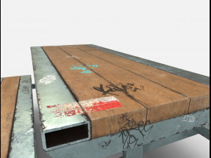 skate park bench pbr textures 3Dモデル