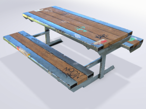 skate park bench pbr textures 3Dモデル