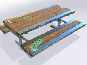 skate park bench pbr textures 3Dモデル