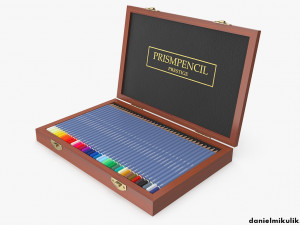 wooden color pencil box model Model 3D