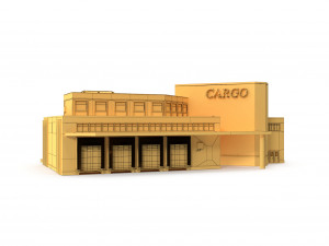 cargo building with interior low poly 3D 模型