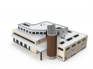 cargo building with interior low poly 3D 模型