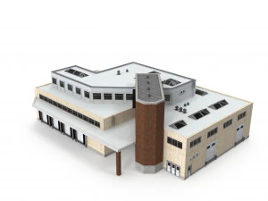 cargo building with interior low poly 3D Model