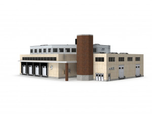 cargo building with interior low poly 3D 模型